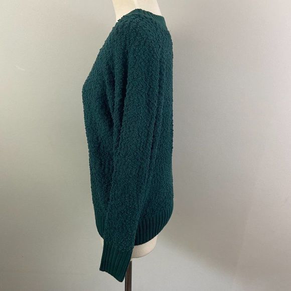 NWT LOVE BY DESIGN Green Dark Sea V Neck Teddy Swe - Picture 4 of 7